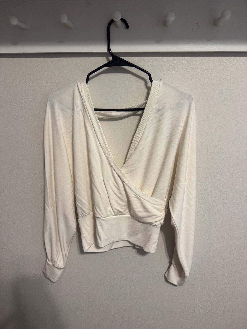 Express Cream Wrap-Front Sweatshirt